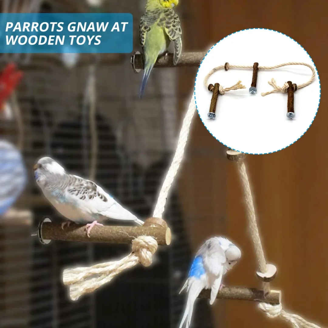 1pc Wooden Parrot Climbing Stand Toy Hanging Bird Cage Rope Ladder Playing Rest Hammock Toys Pet Supplies
1pc Wooden Parrot Climbing Stand Toy Hanging Bird Cage Rope Ladder Playing Rest Hammock Toys Pet Supplies
