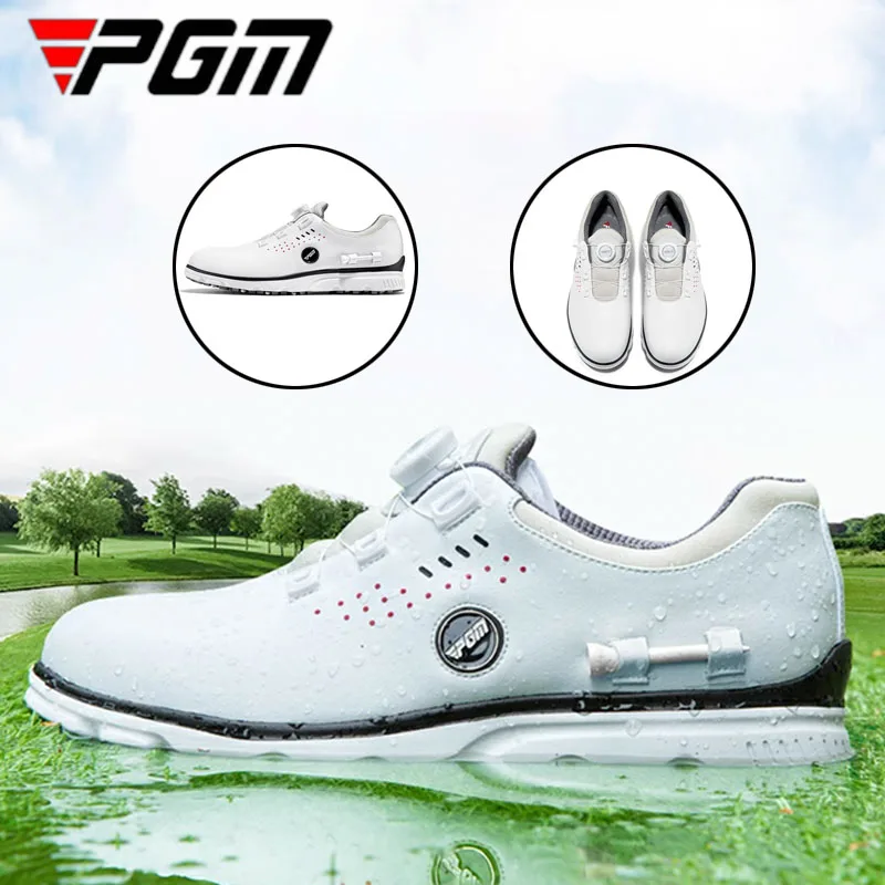 

PGM Male Breathable Lightweight Golf Shoes Men Knob Buckle Skidproof Training Sneakers Waterproof Microfiber Upper Golf Footwear