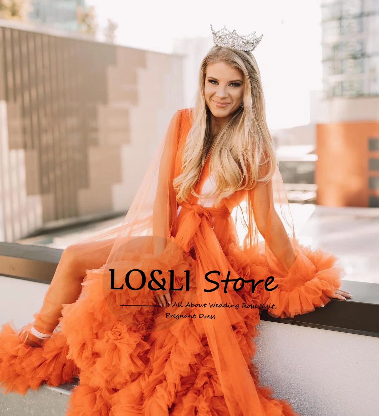 Hot Orange Puffy Tulle Bathrobe For Women Long Ruffles Dress Birthday Party Photoshoot Princess Vestido Maternity Bride Robe
Hot Orange Puffy Tulle Bathrobe For Women Long Ruffles Dress Birthday Party Photoshoot Princess Vestido Maternity Bride Robe