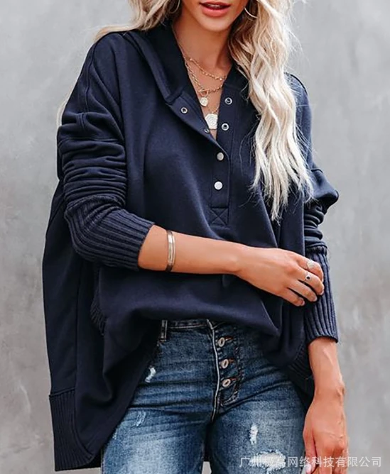 Women's Hoodie Solid Color Sexy Button V-Neck Long Sleeved Fashionable Pocket Top 2023 Autumn/winter New Model
Women's Hoodie Solid Color Sexy Button V-Neck Long Sleeved Fashionable Pocket Top 2023 Autumn/winter New Model