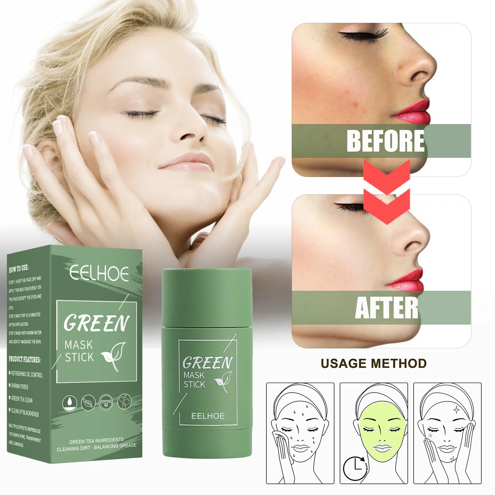 Green Tea Face Deep Cleaning Mud Solid Mask Stick Oil Control Moisturizing Shrink Pores Blackhead Acne Masks Facial Skin Care
Green Tea Face Deep Cleaning Mud Solid Mask Stick Oil Control Moisturizing Shrink Pores Blackhead Acne Masks Facial Skin Care