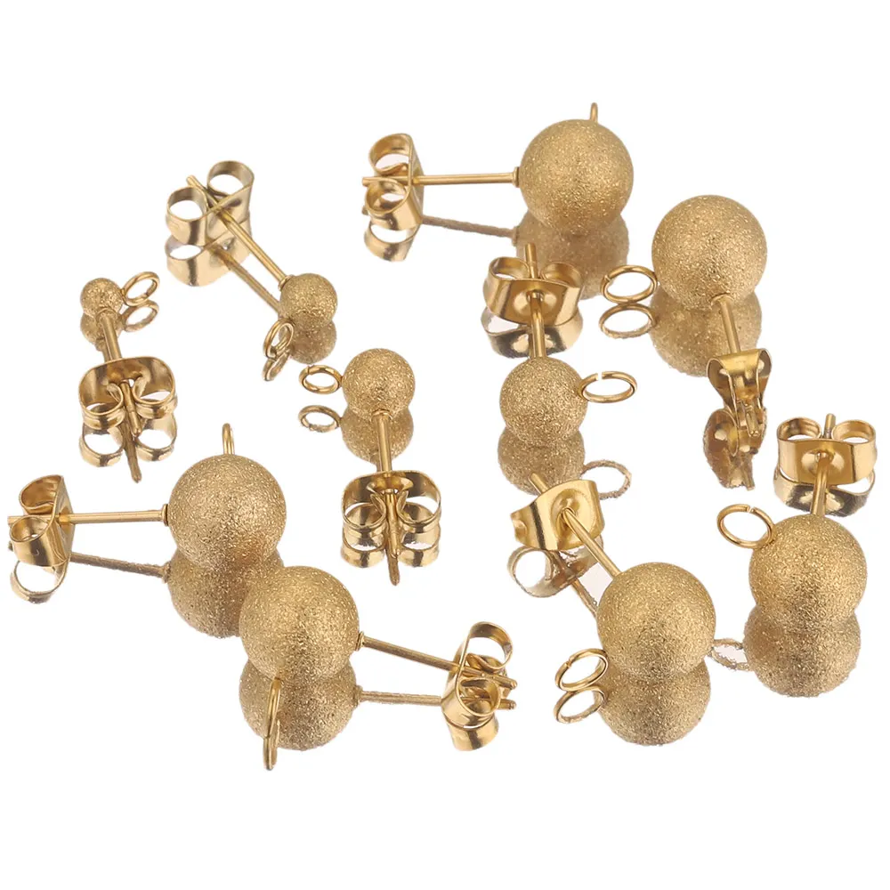 20pcs Stainless Steel Plated Gold Round Matte Ball Earring Hooks Making Supplies Post Stud with Loop Base Posts Components Parts
20pcs Stainless Steel Plated Gold Round Matte Ball Earring Hooks Making Supplies Post Stud with Loop Base Posts Components Parts