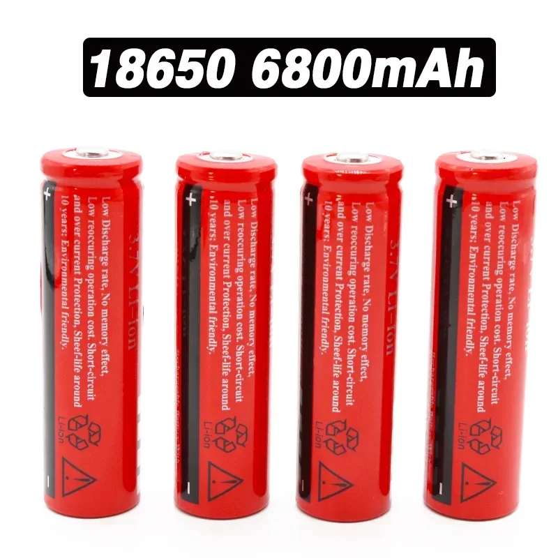 

100% New 18650 battery 3.7V 6800mAh rechargeable liion battery for Led flashlight Torch batery litio battery+ Free Shipping