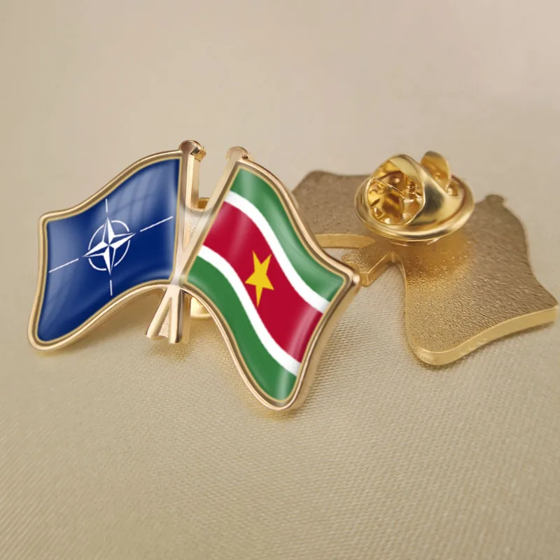 North Atlantic Treaty Organization NATO and Suriname Crossed Double Friendship Flags Lapel Pins Brooch Badges
North Atlantic Treaty Organization NATO and Suriname Crossed Double Friendship Flags Lapel Pins Brooch Badges