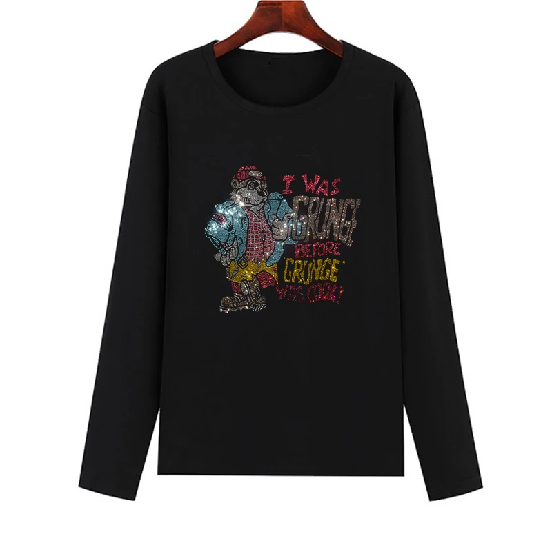 Best-selling T-shirts women's autumn long-sleeved women's shiny crystal cartoon character T-shirts O-collar ladies'T-shirts
Best-selling T-shirts women's autumn long-sleeved women's shiny crystal cartoon character T-shirts O-collar ladies'T-shirts