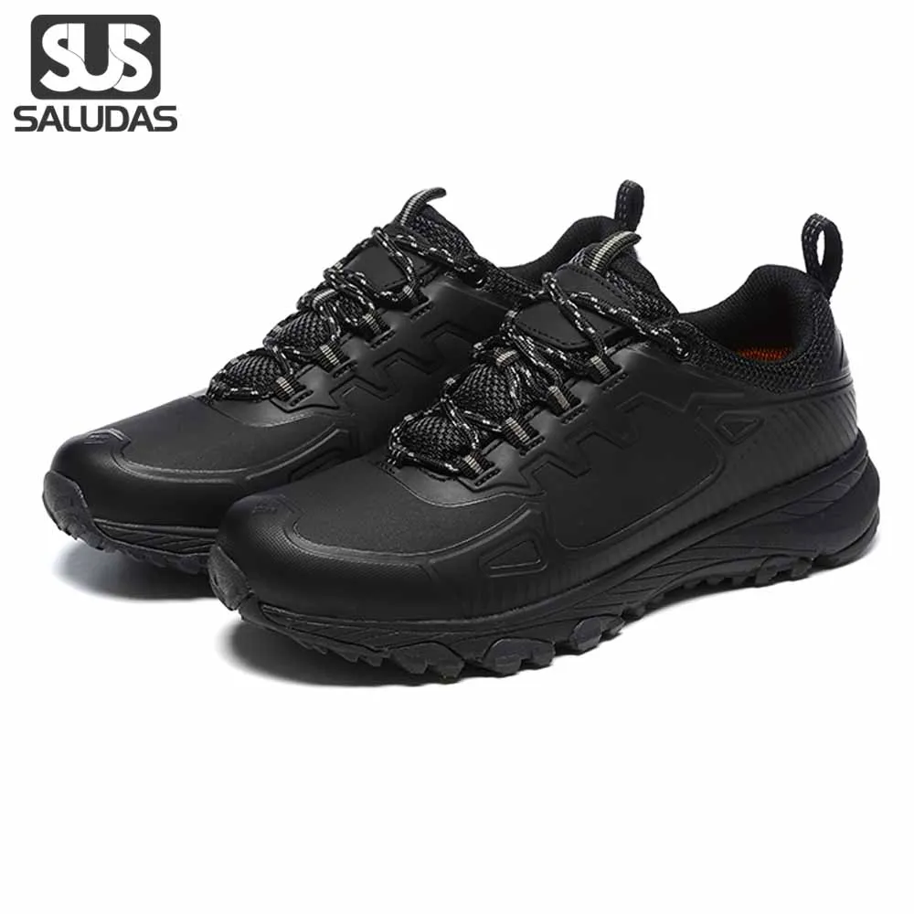 

SALUDAS Men's Leather Sports Shoes Camping Light Casual Shoes Anti-skid and Wear-resistant Mountain Cross-country Running Shoes