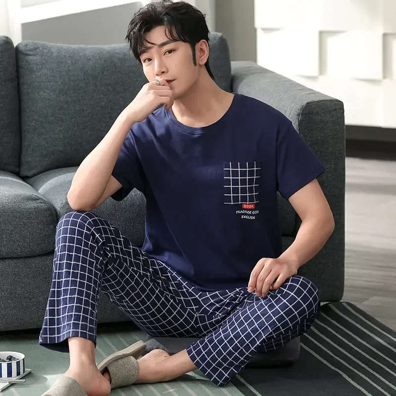 Men Short Cotton Size Pajamas Knited Leisure Sleeve Pyjamas Set Male Big Sleepwear Clothing Home
Men Short Cotton Size Pajamas Knited Leisure Sleeve Pyjamas Set Male Big Sleepwear Clothing Home