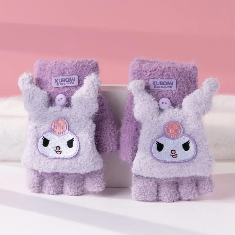 Sanrio Flap Gloves Mymelody Kuromi Kawaii Pochacco Half-Finger Flip Winter Warm Children Gloves for Boys and Girls
Sanrio Flap Gloves Mymelody Kuromi Kawaii Pochacco Half-Finger Flip Winter Warm Children Gloves for Boys and Girls