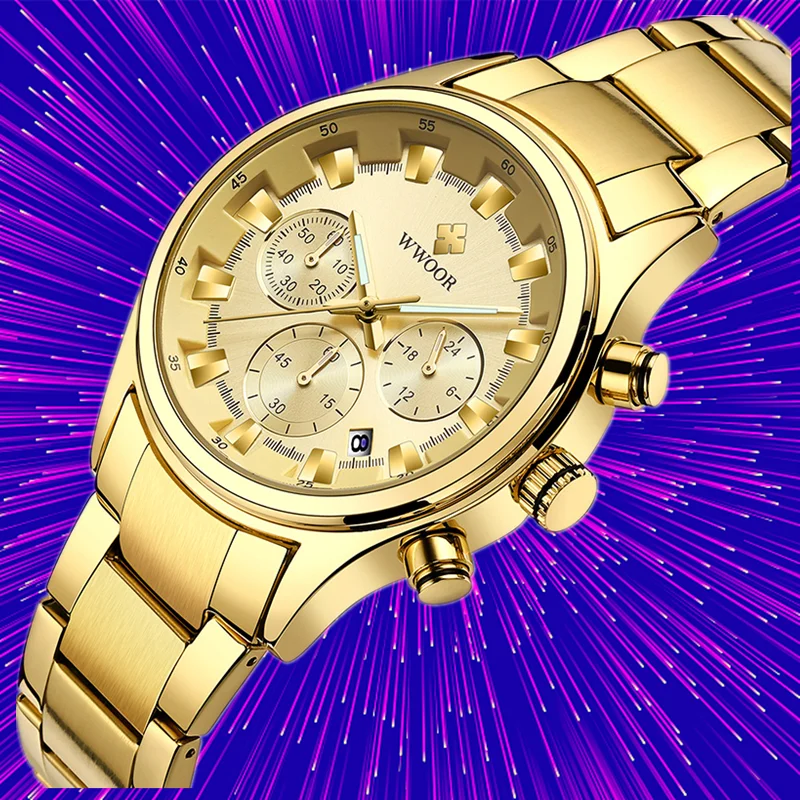 WWOOR Quartz Watch Men Luxury Brand Stainless Steel Waterproof Male Clock Sport Watches Date Mens Wristwatch Relogio Masculino
WWOOR Quartz Watch Men Luxury Brand Stainless Steel Waterproof Male Clock Sport Watches Date Mens Wristwatch Relogio Masculino