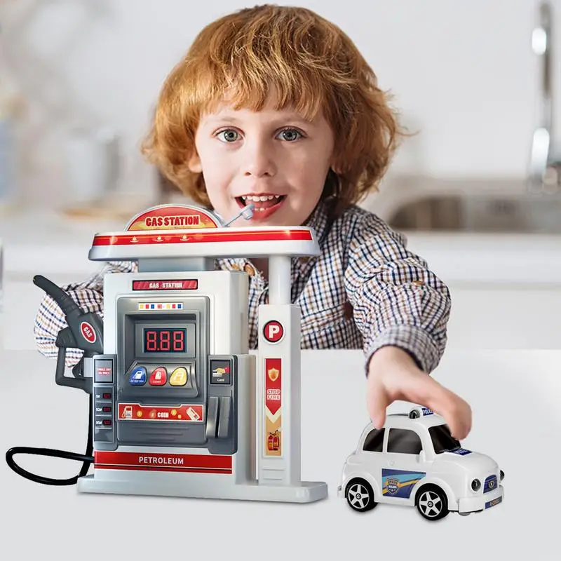

Gass Station And Car Toy Set Water Spray Effect Kids Gass Station Toy Simulation Gass Pump Kit Boy Educational Gift For Ages 3+