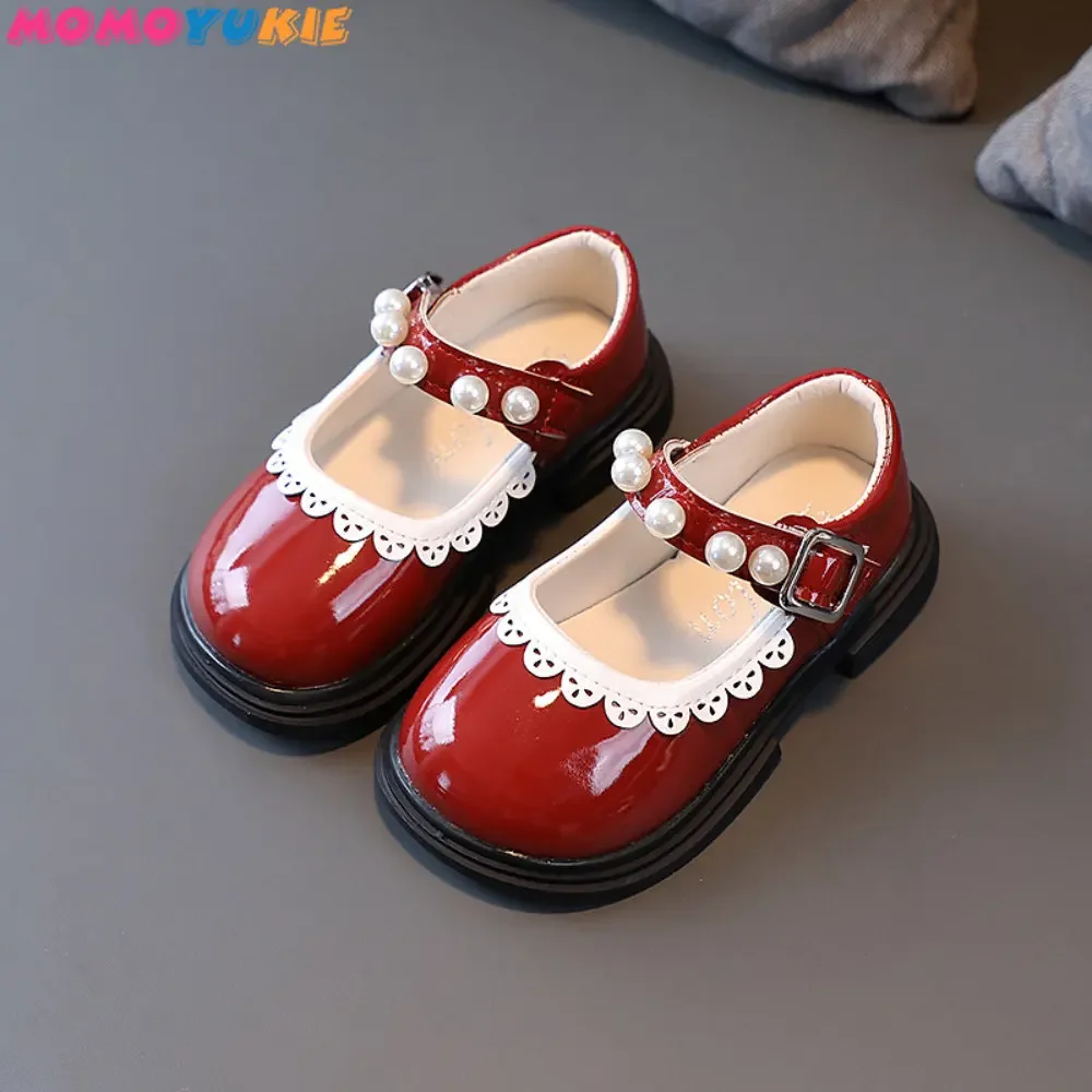 

2023 New Childrens Shoes Pearl Rhinestones Shining Princess Kids Shoes Baby Girls Shoes For Party and Wedding