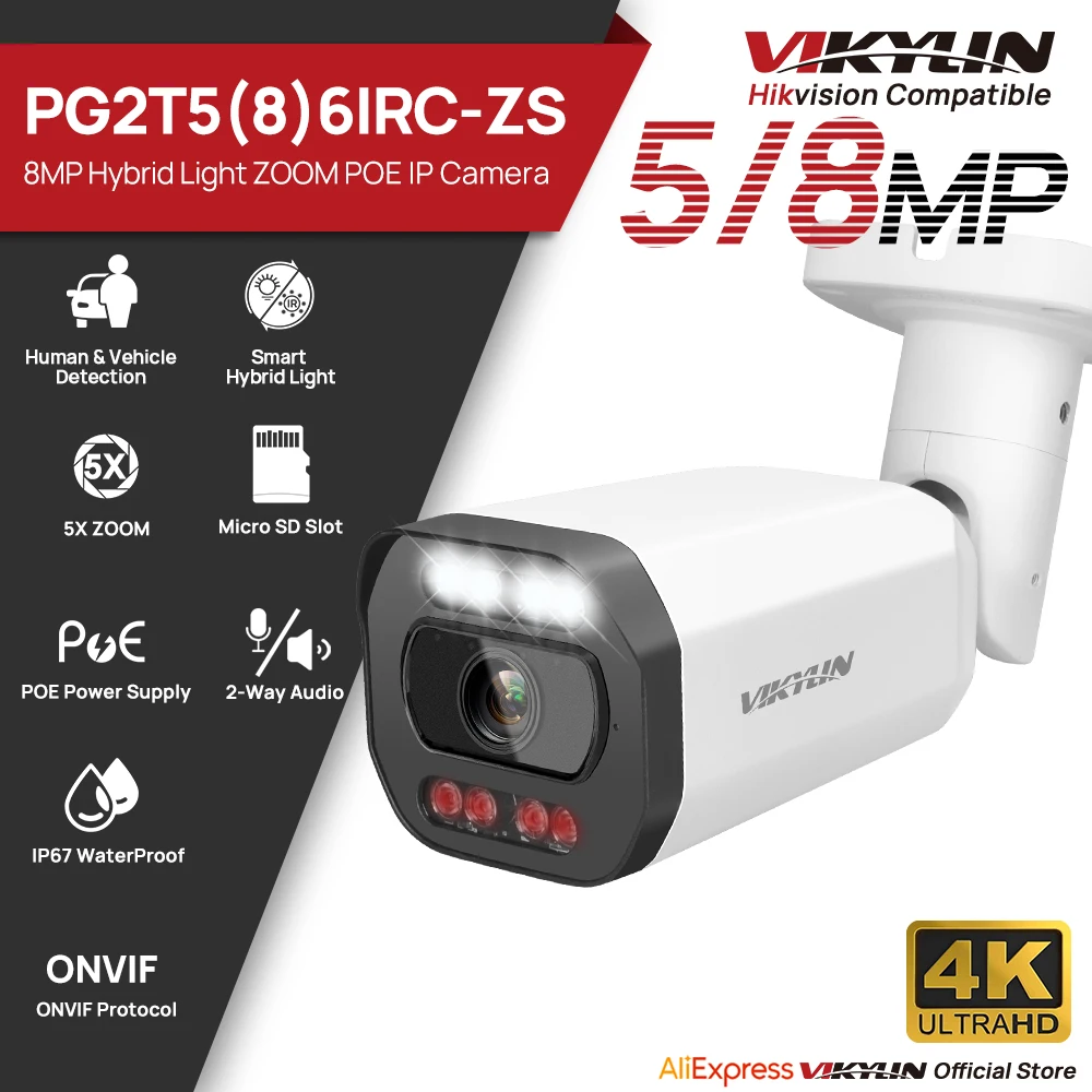 IP-камера видеонаблюдения VIKYLIN Hikvision, 5 МП, 8 Мп, 5-кратный зум, слот для SD-карты
IP-камера видеонаблюдения VIKYLIN Hikvision, 5 МП, 8 Мп, 5-кратный зум, слот для SD-карты