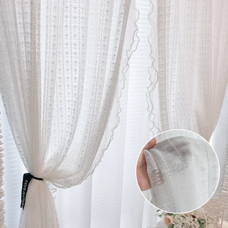 French White Pearl Romantic Lace Curtains Dreamy Light Luxury Sheer Gauze Curtain for Living Room Girls Bedroom Decoration 
French White Pearl Romantic Lace Curtains Dreamy Light Luxury Sheer Gauze Curtain for Living Room Girls Bedroom Decoration