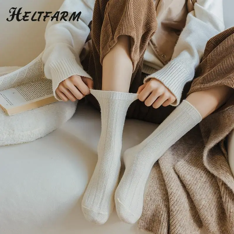 1Pair Winter Socks Cashmere Wool Thicken Warm Mid-tube Socks Fashion Harajuku Solid Color Vertical Stripes Thermal Long Socks
1Pair Winter Socks Cashmere Wool Thicken Warm Mid-tube Socks Fashion Harajuku Solid Color Vertical Stripes Thermal Long Socks