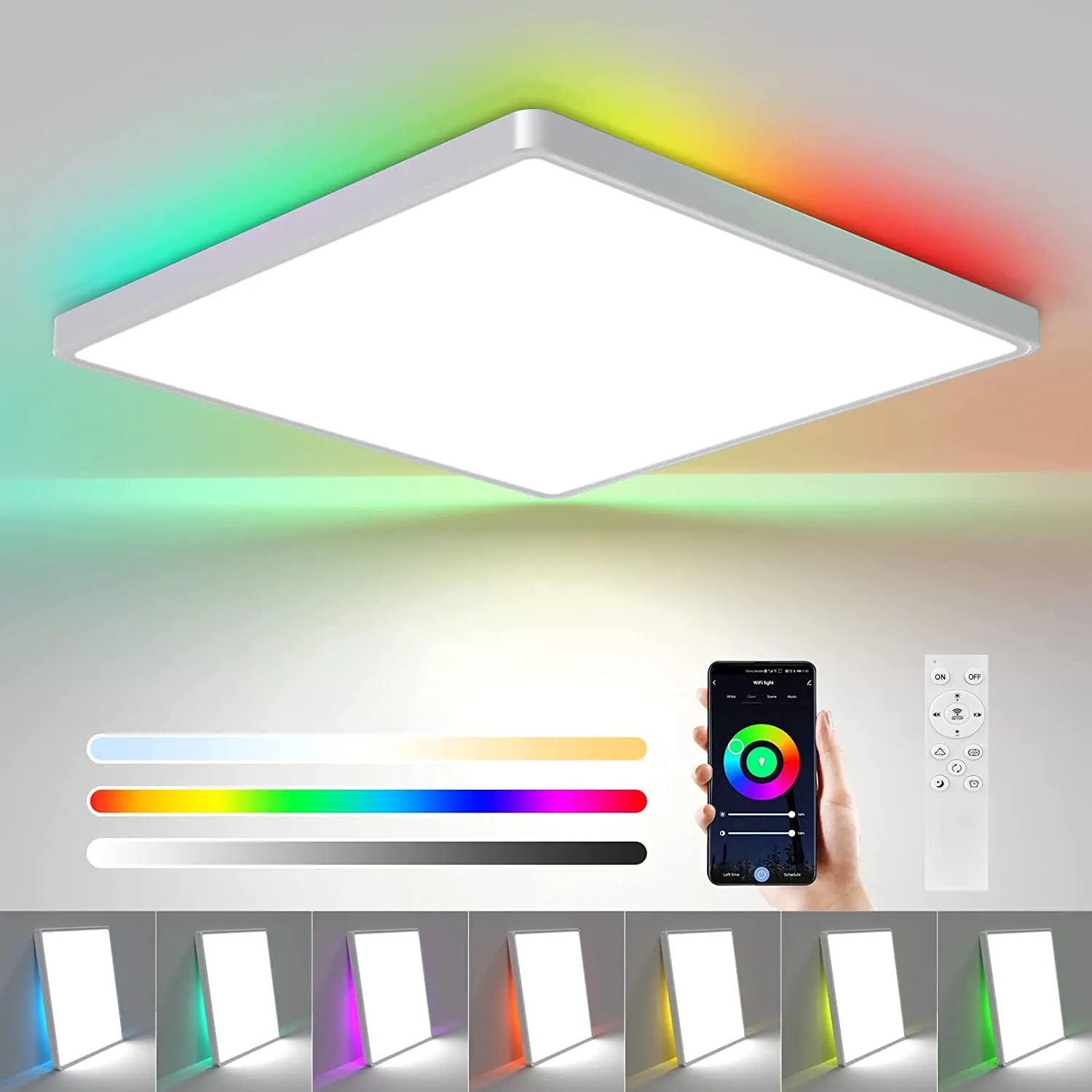 RGBW Led Ceiling Lamp Modern Ceiling Chandelier Square Panel Ceiling Lights Fixture For Bedroom Kitchen Home Decor Lighting
RGBW Led Ceiling Lamp Modern Ceiling Chandelier Square Panel Ceiling Lights Fixture For Bedroom Kitchen Home Decor Lighting