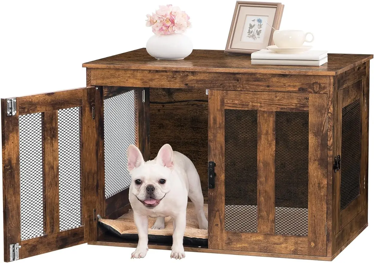 Dog Crate Furniture with Cushion, Heavy Duty Dog Kennel with Double Doors, Decorative Wooden Pet House End Side Table,
Dog Crate Furniture with Cushion, Heavy Duty Dog Kennel with Double Doors, Decorative Wooden Pet House End Side Table,