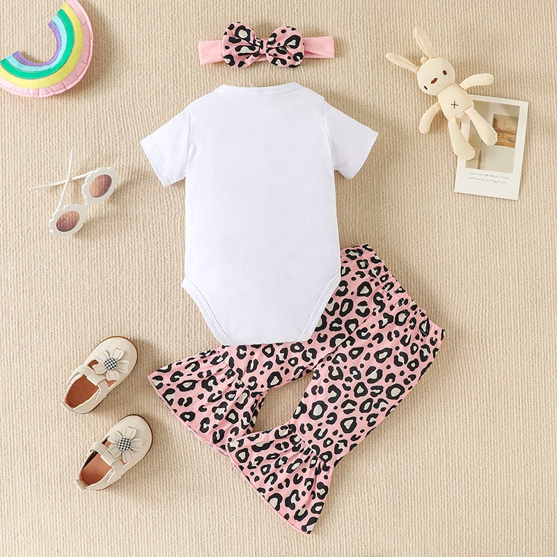 

Toddler Baby Girls Easter Outfits Bunny Rabbit Short Sleeve T-Shirt Tops Floral Flared Bell-Bottom Romper Pants