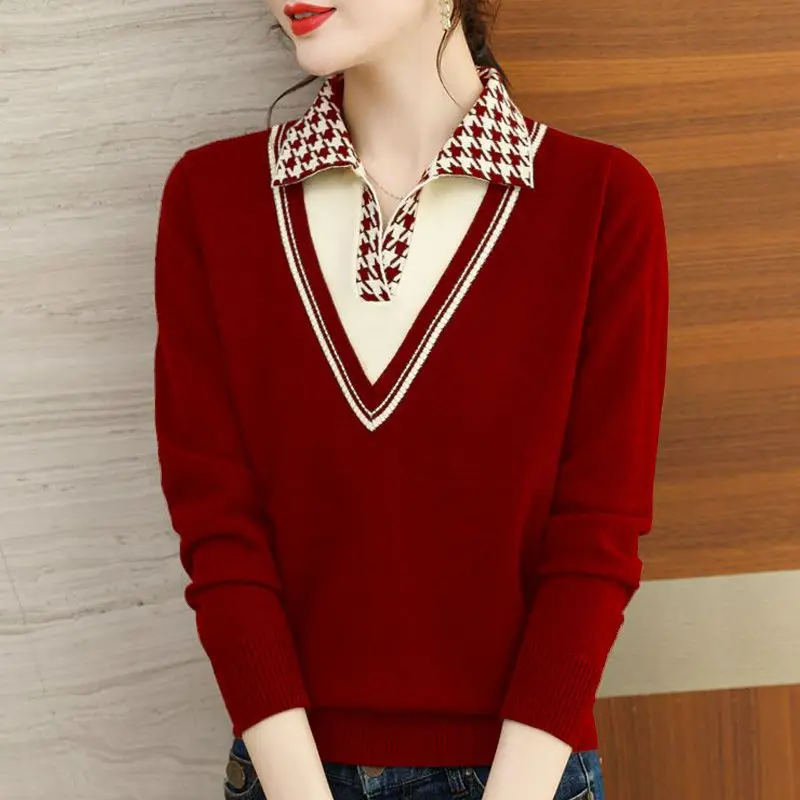 2023 New Women's Clothing Knitted Polo-Neck Long Sleeve Commuter Fake Two Pieces Casual Solid Color Tops All-match Pullovers
2023 New Women's Clothing Knitted Polo-Neck Long Sleeve Commuter Fake Two Pieces Casual Solid Color Tops All-match Pullovers