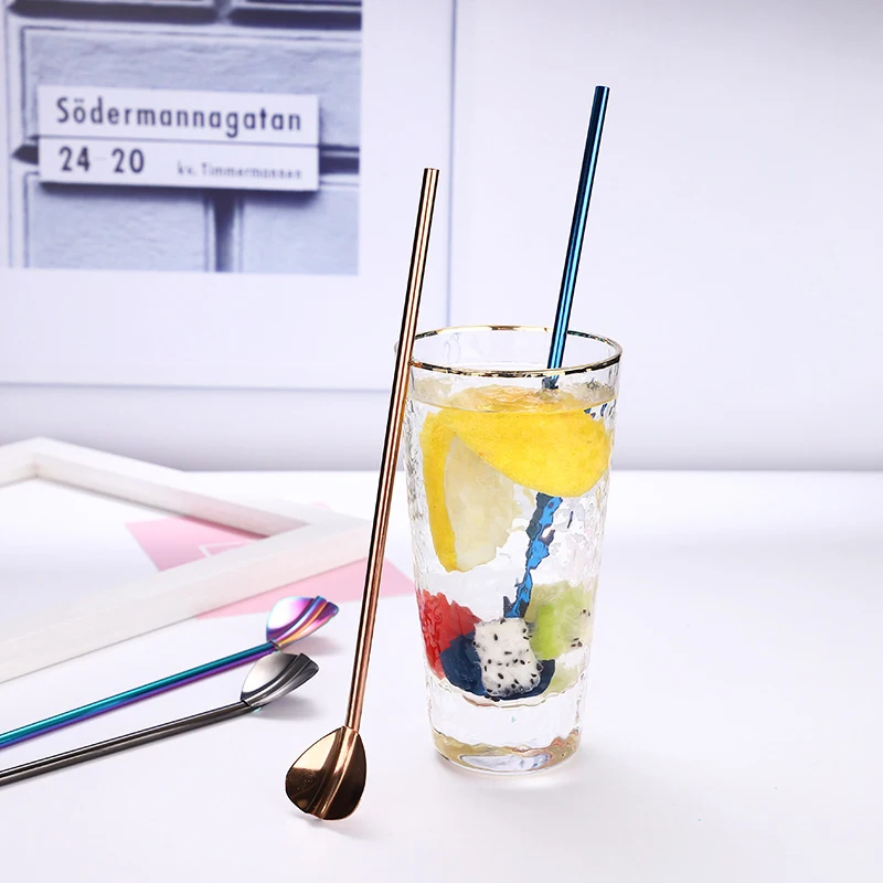 Creative Long Drinking Straw With Spoon Stainless Steel Reusable Colorful Metal Straws Coffee Stirring Spoons
Creative Long Drinking Straw With Spoon Stainless Steel Reusable Colorful Metal Straws Coffee Stirring Spoons