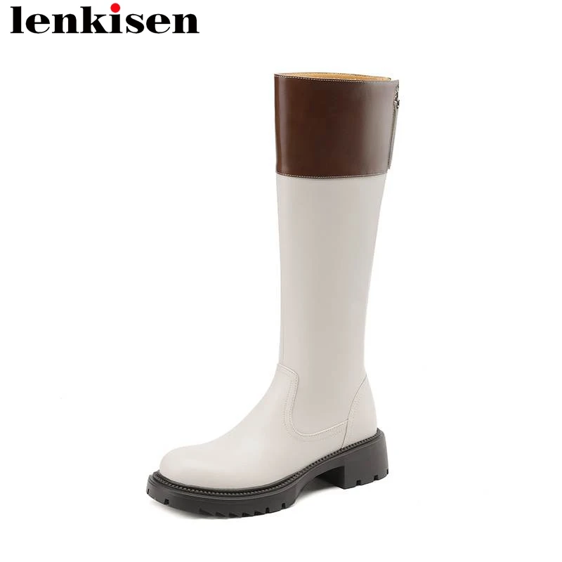 Lenkisen Big Size 42 Mixed Colors Cow Leather Round Toe Winter Warm Riding Boots Med Heels Gladiator Tplatform High High Boots 
Lenkisen Big Size 42 Mixed Colors Cow Leather Round Toe Winter Warm Riding Boots Med Heels Gladiator Tplatform High High Boots