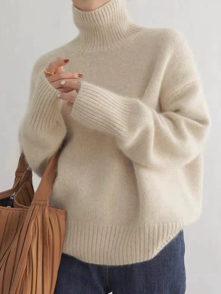 Elegant Women's Turtleneck Cashmere Sweater Female Fashion Rib Long Sleeve Loose Pullover 2024 Autumn Winter Lady Knit Jumpers
Elegant Women's Turtleneck Cashmere Sweater Female Fashion Rib Long Sleeve Loose Pullover 2024 Autumn Winter Lady Knit Jumpers