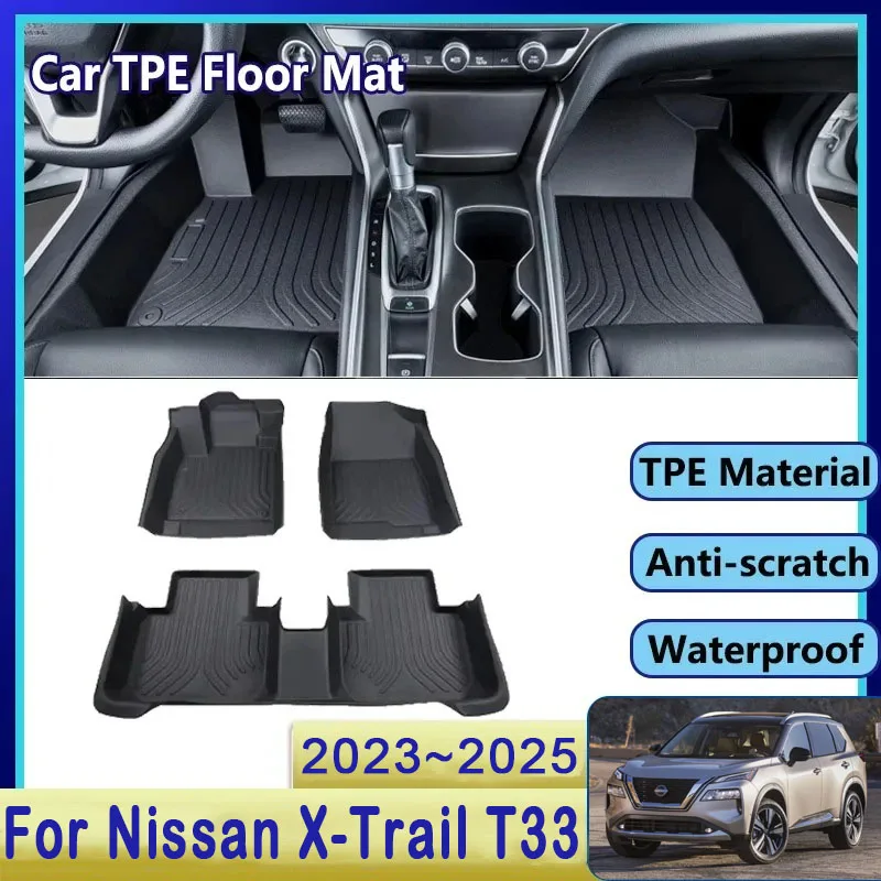 

Car Floor Mat For Nissan X-Trail XTrail Rogue T33 2023 2024 2025 Waterproof Mud Carpet TPE Foot Pad Full Rug Tappeto Accessories