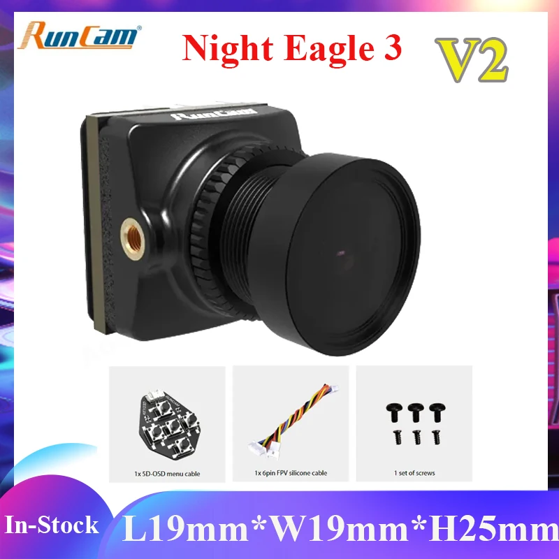 

RunCam Night Eagle 3 V2 1500TVL 8.5g Ultra Light FOVD NTSC/PAL CMOS FPV Starlight Night Vision Camera for FPV RC Drone