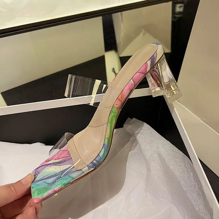 Dazzle Color Square Toe Women Summer Slippers Transparent PVC Beach Slides Clear 7cm High Heels Crystal Prom Zapatillas Femmes
Dazzle Color Square Toe Women Summer Slippers Transparent PVC Beach Slides Clear 7cm High Heels Crystal Prom Zapatillas Femmes