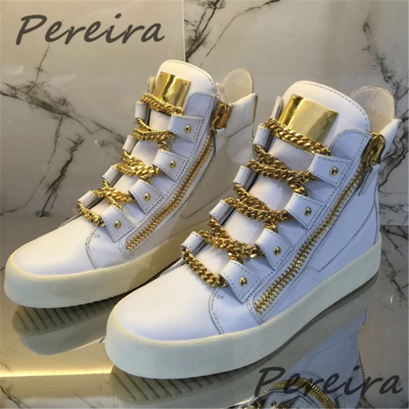 Chain Metal Decoration Men's Casual Shoes Fashion Zipper High Top Sneakers Round Toe Genuine Leather Male Female Couple Shoes
Chain Metal Decoration Men's Casual Shoes Fashion Zipper High Top Sneakers Round Toe Genuine Leather Male Female Couple Shoes