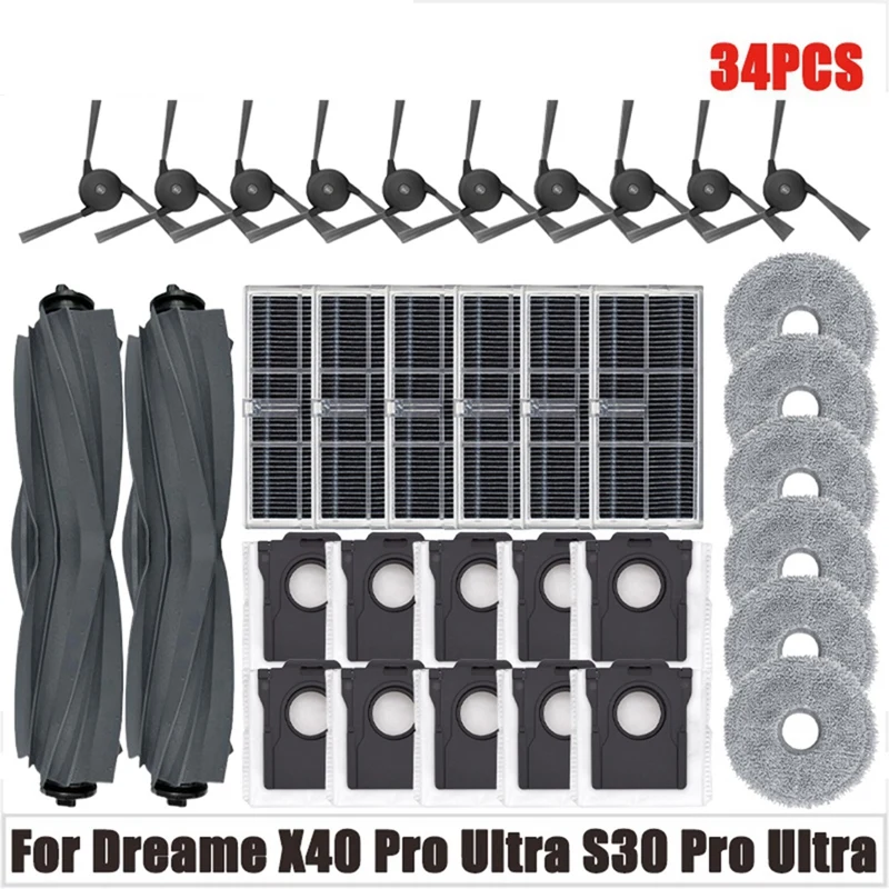 Сменные детали для робота-пылесоса Dreame X40 Ultra / X40 Pro Ultra /S30 Pro, основная боковая щетка, фильтр, Швабра, тканевый мешок для пыли
Сменные детали для робота-пылесоса Dreame X40 Ultra / X40 Pro Ultra /S30 Pro, основная боковая щетка, фильтр, Швабра, тканевый мешок для пыли