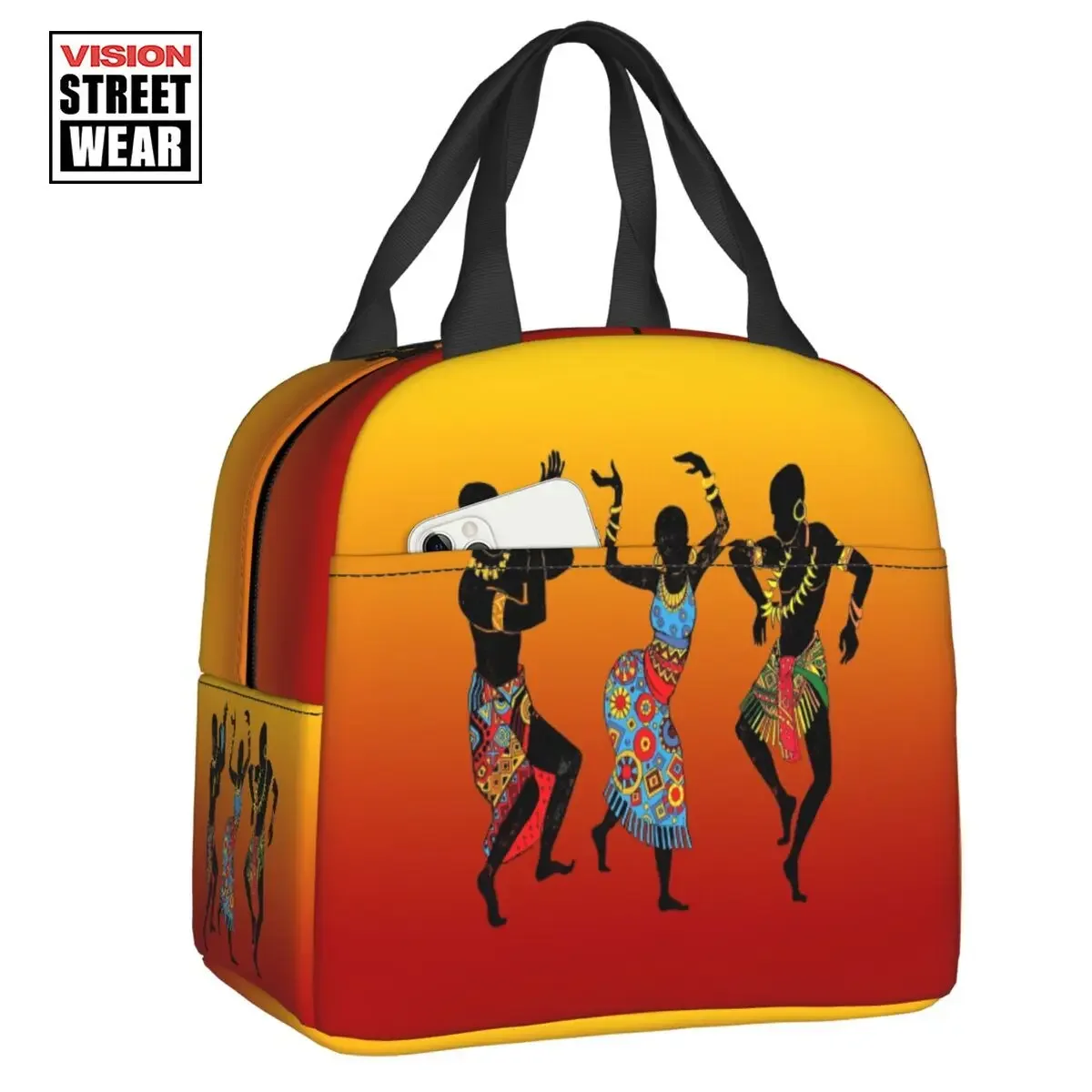 

Новинка 2023, индивидуальные африканские танцоры, художественная сумка для ланча, Женский Термоизолированный Ланч-бокс для студентов и школ