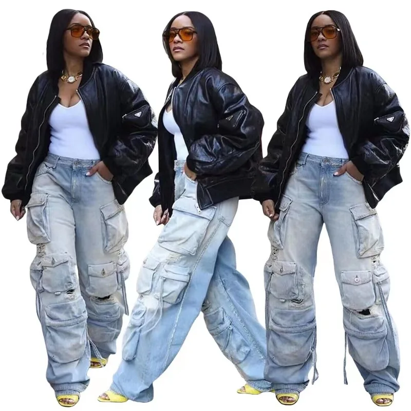 Europe And The United States New Multi-pocket Jeans Female Y2K Street Wind Heavy Industry Washing Pants Frock Leisure Locomotive
Europe And The United States New Multi-pocket Jeans Female Y2K Street Wind Heavy Industry Washing Pants Frock Leisure Locomotive