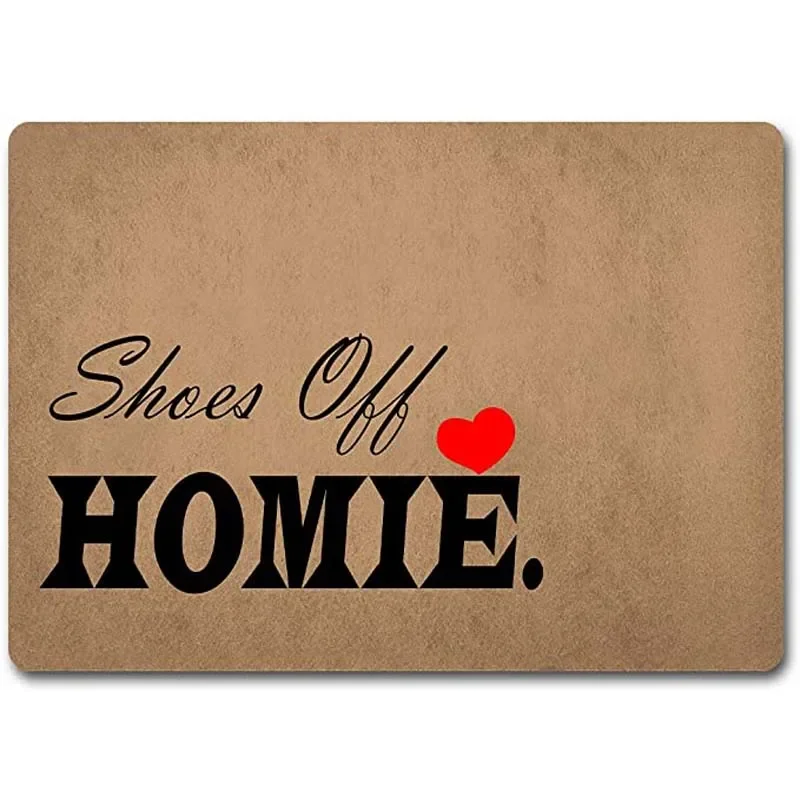 

Funny Welcome Homie Personalized Area Rugs Shoes Off Homie Doormat Anti-Slip Flannel Doormats Front Porch Decor Area Rugs Novelt