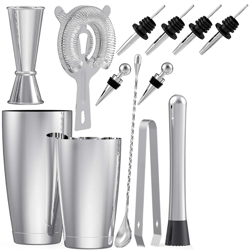 2 Set Stainless Steel Boston Cocktail Shaker Bar Set Tools With 28Oz/20Oz Shaker Tins, Measuring Jigger, Mixing Spoon
2 Set Stainless Steel Boston Cocktail Shaker Bar Set Tools With 28Oz/20Oz Shaker Tins, Measuring Jigger, Mixing Spoon