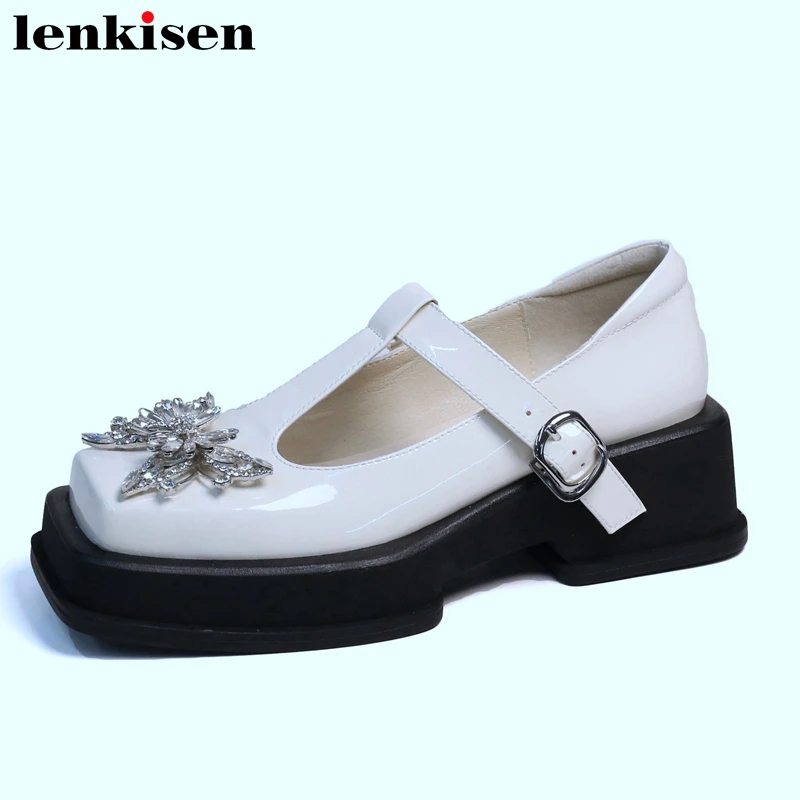 Lenkisen Sheep Leather Square Toe Spring Brand Shoes Platform England Style Chic Butterfly-knot Drill Buckle Strap Women Pumps
Lenkisen Sheep Leather Square Toe Spring Brand Shoes Platform England Style Chic Butterfly-knot Drill Buckle Strap Women Pumps