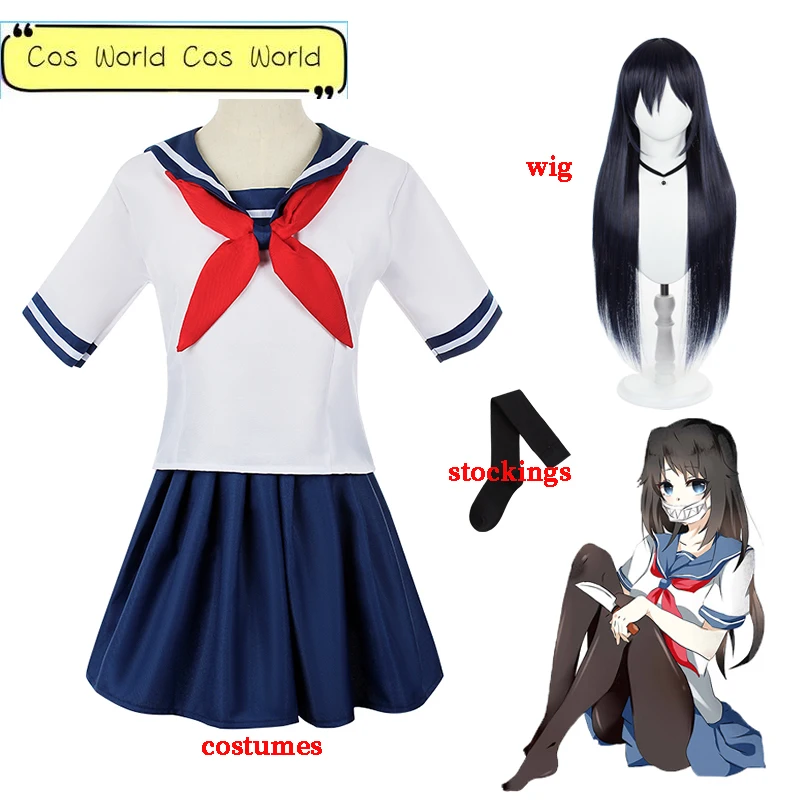 Anime Yandere Simulator Ayano Aishi Cosplay Costumes Wig Women Girl School JK Uniform Sailor Shirt Skirt Dresses Student Clothes
Anime Yandere Simulator Ayano Aishi Cosplay Costumes Wig Women Girl School JK Uniform Sailor Shirt Skirt Dresses Student Clothes