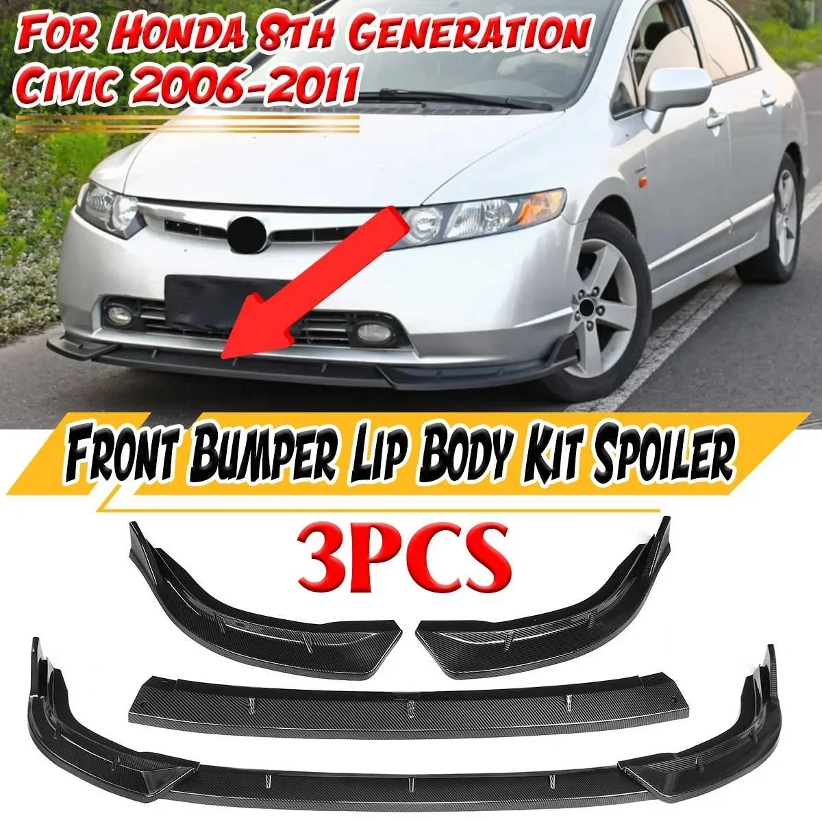Detachable Car Front Bumper Lip Spoiler For Honda For Civic 8th Generation 2006-2011 Bumper Lip Deflector Lips Guard Body Kit
Detachable Car Front Bumper Lip Spoiler For Honda For Civic 8th Generation 2006-2011 Bumper Lip Deflector Lips Guard Body Kit