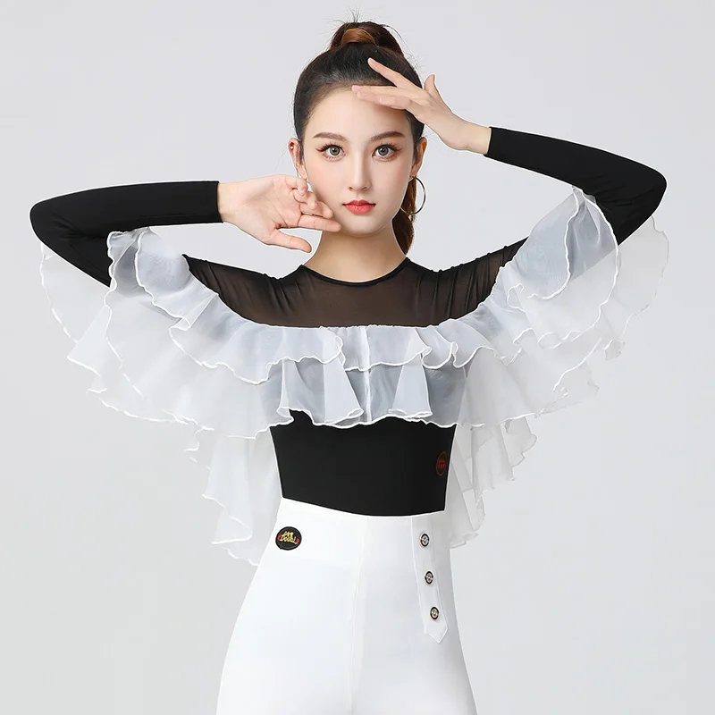 New Double Layer Large Ruffle Latin Dance Tops For Women Adult Rumba Samba Ballroom Dance Practice Performance Costumes DN14248
New Double Layer Large Ruffle Latin Dance Tops For Women Adult Rumba Samba Ballroom Dance Practice Performance Costumes DN14248