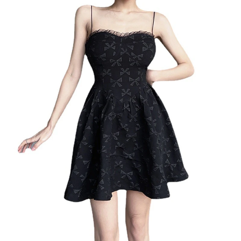 Women Spaghetti Strap Sexy Off Shoulder Mini Flowy Dress Harajuku Bowknot Jacquard Ruffle Lace Trim A-Line Flare Dress N7YF
Women Spaghetti Strap Sexy Off Shoulder Mini Flowy Dress Harajuku Bowknot Jacquard Ruffle Lace Trim A-Line Flare Dress N7YF