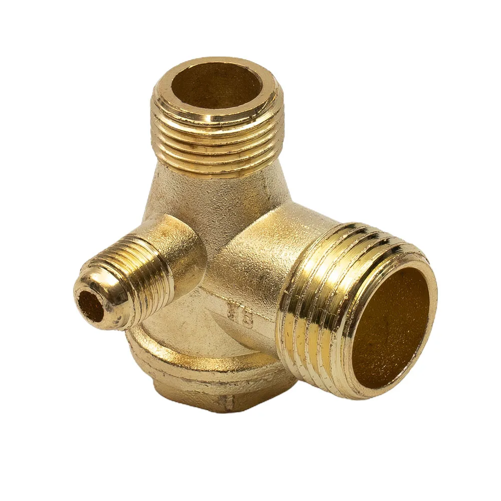 

1 Pcs New Air Compressor Check Valve 3-Port Zinc Alloy Brass Male Thread Check Valve Connector Tool For Air Compressor 20*16*10