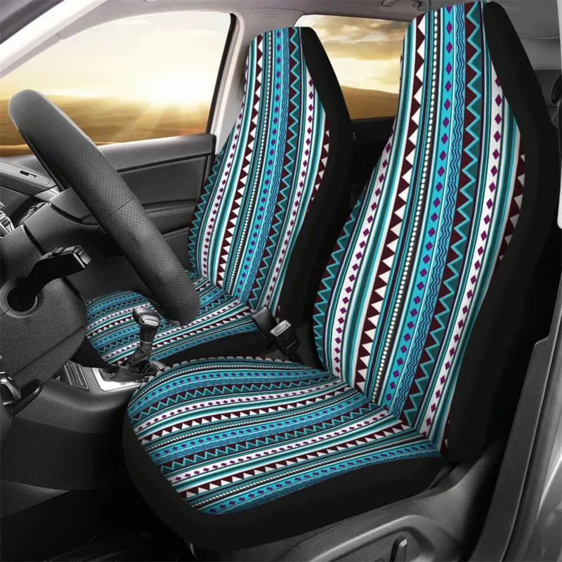 

INSTANTARTS African Stripes Printed Fit Most Vehicle Automobile Seats Protector for Women Soft Front Car Seat Covers Set of 2