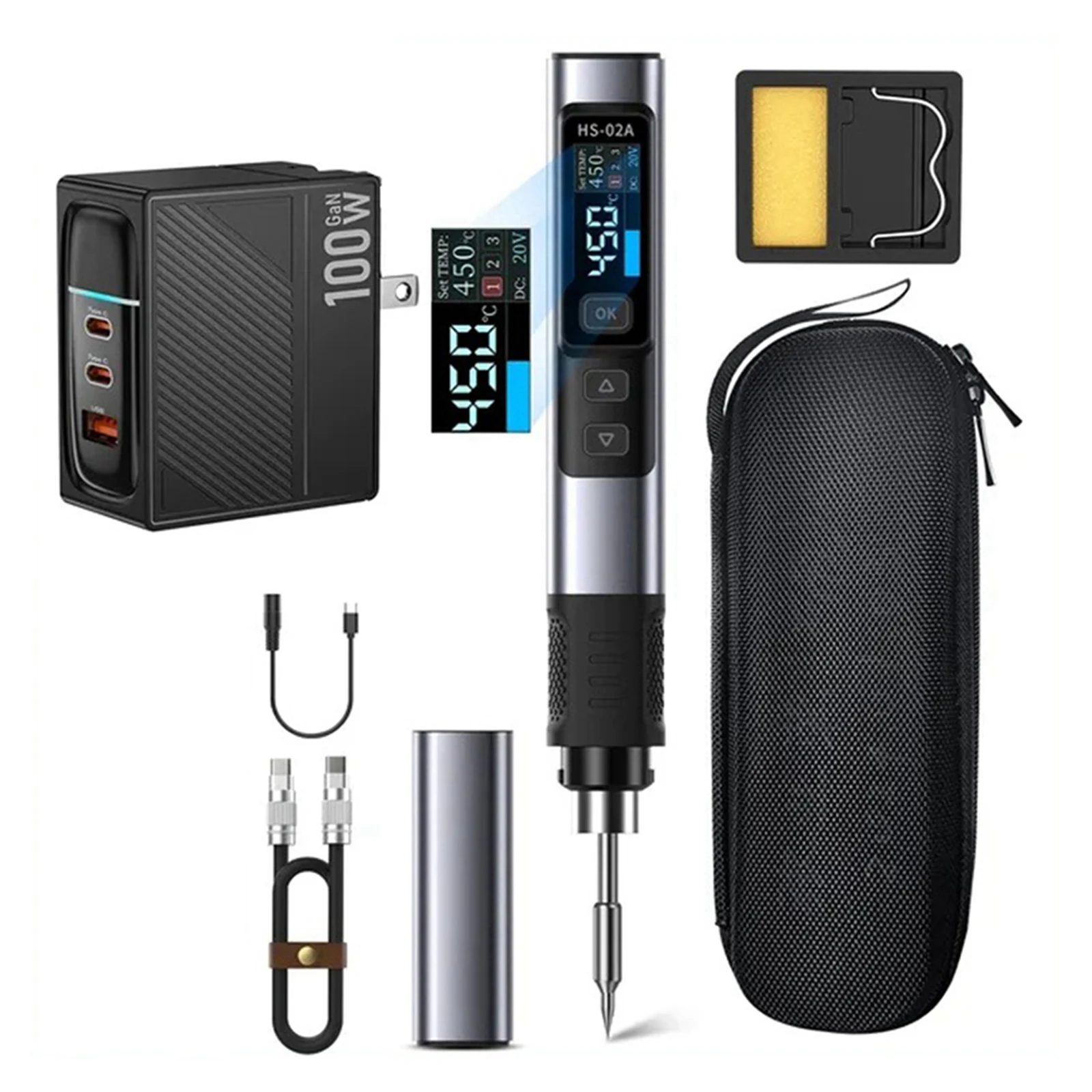 1pc For FNIRSI HS02A Smart Electric Soldering Iron PD 100W Constant Temperature Kits Manufacturing Metalworking Welding Tools
1pc For FNIRSI HS02A Smart Electric Soldering Iron PD 100W Constant Temperature Kits Manufacturing Metalworking Welding Tools