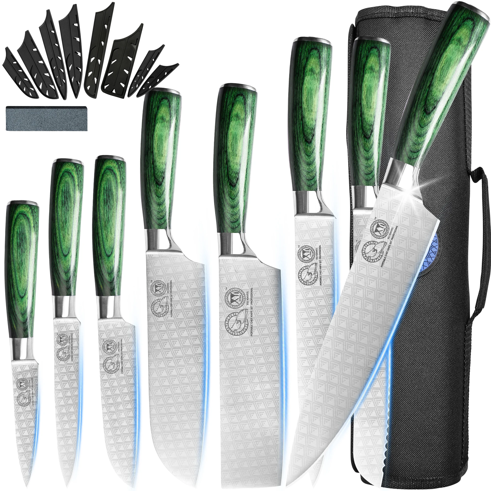 XYj Stainless Steel Knife Set 8 Pieces Knives With Roll Bag Laser Damascus Pattern Fruit Utility Slicing Chef Knife Wood Handle
XYj Stainless Steel Knife Set 8 Pieces Knives With Roll Bag Laser Damascus Pattern Fruit Utility Slicing Chef Knife Wood Handle