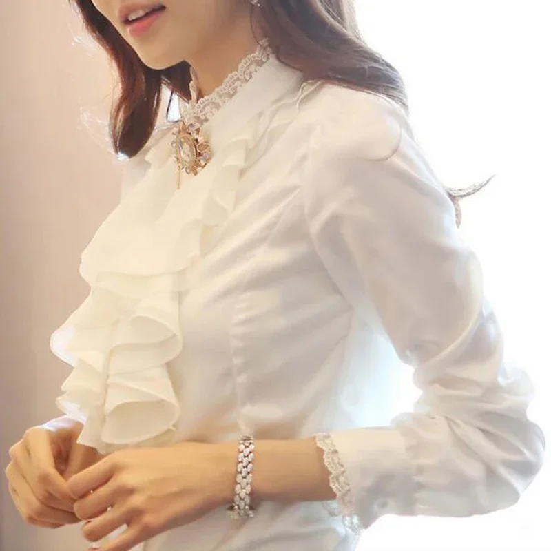 Women White Blouses Ruffles Solid 2023 Spring Fall Long Sleeve Shirt Female Satin Silk Women's Loose Clothing Elegant Tops 3XL
Women White Blouses Ruffles Solid 2023 Spring Fall Long Sleeve Shirt Female Satin Silk Women's Loose Clothing Elegant Tops 3XL