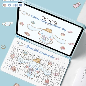 산리오 시나모롤 태블릿 케이스 무선 키보드 및 마우스 세트, 애플 아이패드용, 펜 슬롯 포함, 아이패드 프로 11 에어, 여성용 액세서리