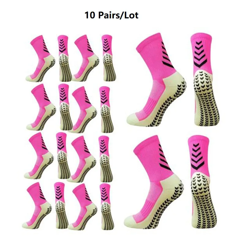 

10 Pairs/Lot New Women Men Soft Breathable Anti-slip Football Socks Running Soccer Basketball Cycling Sports Grip Socks