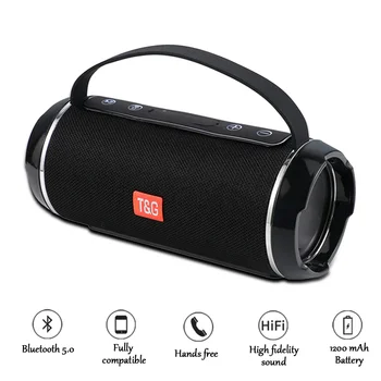 Portable TG116C Bluetooth-compatible Speaker Wireless Subwoofer Bass Outdoor Sound Column Boombox TF FM Stereo Aux Input