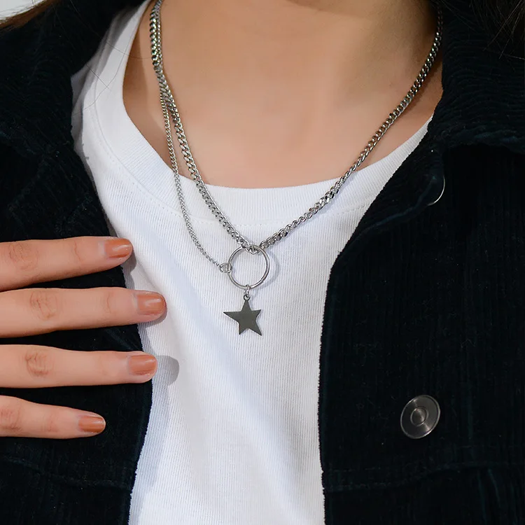 Ins Asymmetrical Pentagram Neck Chain Male and Female Stainless Steel Star Pendant Student Nightclub Hip Hop Party Jewelry Gift
Ins Asymmetrical Pentagram Neck Chain Male and Female Stainless Steel Star Pendant Student Nightclub Hip Hop Party Jewelry Gift