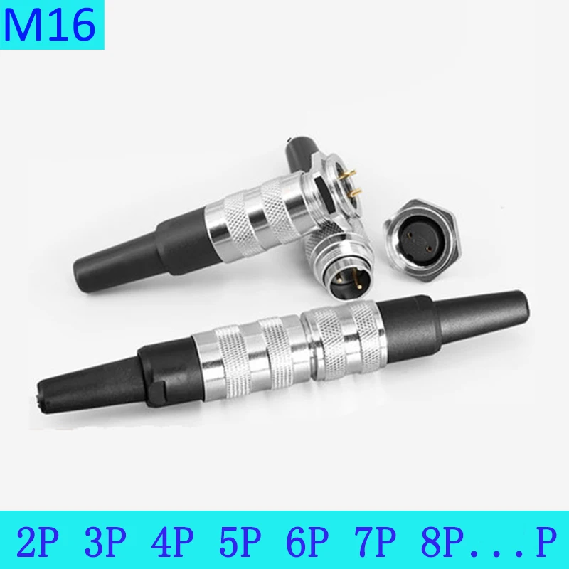 

M16 2 3 4 5 6 7 8P Waterproof IP67 Aviation Male Plug And Female Socket Fixed And Movable Sensor Connector Screw Thread Locking