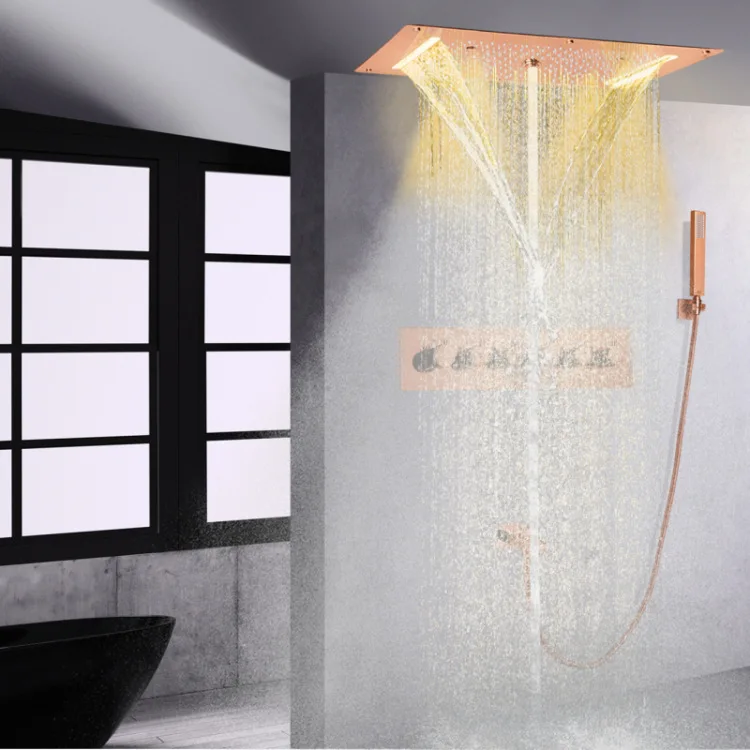 Luxury Rose Gold Brass Wall Mounted Bathroom Shower faucet set Thermostatic Waterfall Rainfall Bathroom Hot Cold shower set
Luxury Rose Gold Brass Wall Mounted Bathroom Shower faucet set Thermostatic Waterfall Rainfall Bathroom Hot Cold shower set